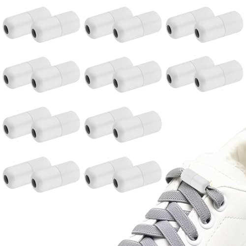 Hengxinchen 20 Stück Metallkapseln für Schnürsenkel Weiß Schnürsenkel Schnellverschluss Erwachsener Schnürsenkel Verschluss Kinder Schnellverschluss Schnürsenkel für Sneaker Freizeitschuhe von Hengxinchen