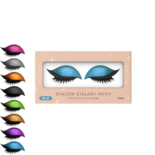 2-in-1 Lazy Eyeshadow & Eyelash Patch – wiederverwendbare Instant-Make-up-Aufkleber mit falschen Wimpern und 8-Farben-Design, einfach aufzutragender natürlicher/farbenprächtiger Look (Blau) von Hengxuan