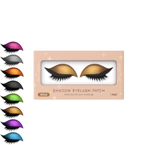 2-in-1 Lazy Eyeshadow & Eyelash Patch – wiederverwendbare Instant-Make-up-Aufkleber mit falschen Wimpern und 8-Farben-Design, einfach aufzutragender natürlicher/farbenprächtiger Look (Gold) von Hengxuan