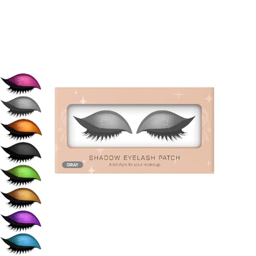 2-in-1 Lazy Eyeshadow & Eyelash Patch – wiederverwendbare Instant-Make-up-Aufkleber mit falschen Wimpern und 8-Farben-Design, einfach aufzutragender natürlicher/farbenprächtiger Look (Grau) von Hengxuan