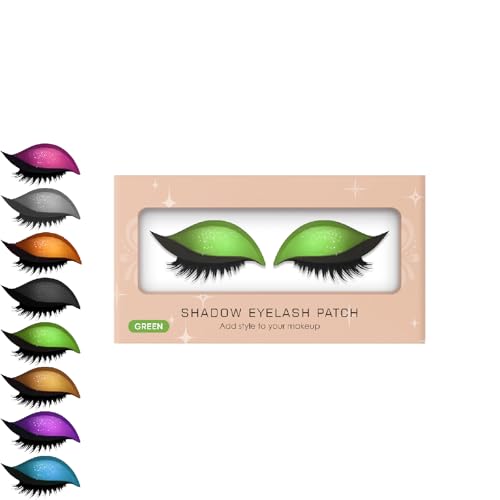 2-in-1 Lazy Eyeshadow & Eyelash Patch – wiederverwendbare Instant-Make-up-Aufkleber mit falschen Wimpern und 8-Farben-Design, einfach aufzutragender natürlicher/farbenprächtiger Look (Grün) von Hengxuan