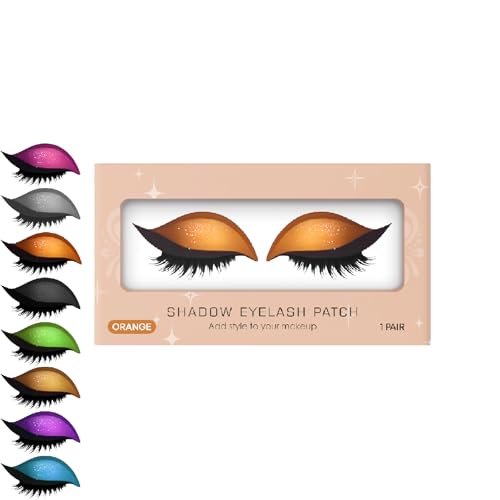 2-in-1 Lazy Eyeshadow & Eyelash Patch – wiederverwendbare Instant-Make-up-Aufkleber mit falschen Wimpern und 8-Farben-Design, einfach aufzutragender natürlicher/farbenprächtiger Look (Orange) von Hengxuan
