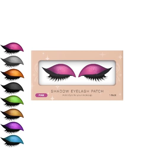 2-in-1 Lazy Eyeshadow & Eyelash Patch – wiederverwendbare Instant-Make-up-Aufkleber mit falschen Wimpern und 8-Farben-Design, einfach aufzutragender natürlicher/farbenprächtiger Look (Rosa) von Hengxuan