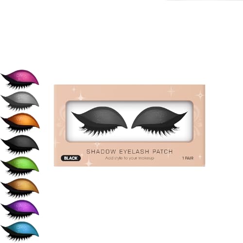 2-in-1 Lazy Eyeshadow & Eyelash Patch – wiederverwendbare Instant-Make-up-Aufkleber mit falschen Wimpern und 8-Farben-Design, einfach aufzutragender natürlicher/farbenprächtiger Look (Schwarz) von Hengxuan