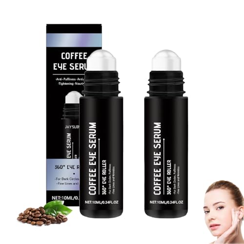 Kaffee-Anti-Aging-Augenroller-Serum, Behandlung von Augenringen, Augencreme zur Reduzierung von Schwellungen für Männer und Frauen, Aufheller unter den Augen mit Grüntee-Extrakt (2) von Hengxuan