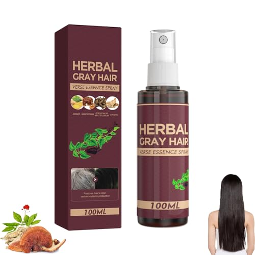 Kräuter-Haaressenz-Spray mit Polygonum Multiflorum und Ingweröl – Natürliche Verdunkelung Pflege für graues Haar, nährt Haarwurzeln und Kopfhaut für Frauen und Männer (1) von Hengxuan