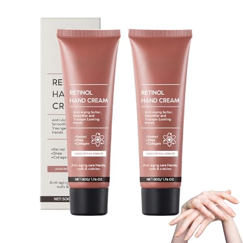Retinol Anti-Aging Handcreme mit Sheabutter & Collagen – Intensive Feuchtigkeitspflege für trockene, rissige Hände, straffende Pflege zur Reduzierung von Fältchen, zieht schnell ein & fettet nicht (2) von Hengxuan