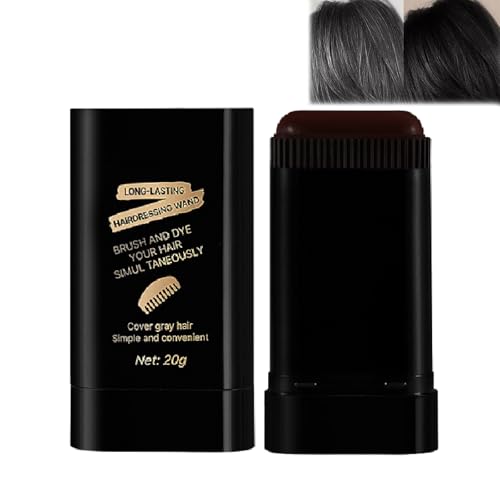 Tragbarer Haarfärbestift mit integriertem Kamm, schnelle Grauabdeckung für Männer und Frauen, schweißresistenter Haarfärbestift in Reisegröße, drei Farben erhältlich (02# Bräunlich Schwarz) von Hengxuan