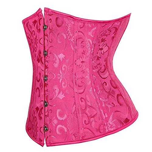 Hengzhifeng Corsage Brokat Unterbrust Damen Korsage Große Größen Korsett Top (EU 34-36,Rosa Rot) von Hengzhifeng