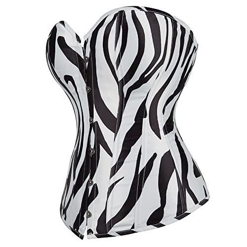 Hengzhifeng Corsage Damen Korsett Top Cheerleader Damen Kostüm (EU 36-38,Zebra) von Hengzhifeng