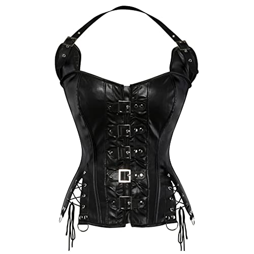 Hengzhifeng Corsage Pirat Damen Korsage Party Steampunk Korsett Top (EU 32-34,Schwarz) von Hengzhifeng