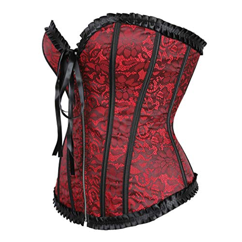 Hengzhifeng Corsage Reissverschluss Damen Korsage Bustier Korsett Top (EU 46-48,Rot) von Hengzhifeng