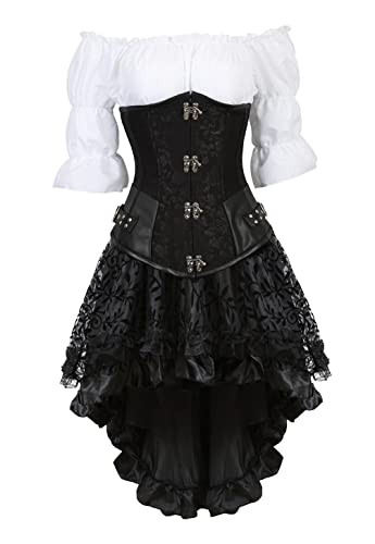 Hengzhifeng Corsage Unterbrust Steampunk Taillen Korsett Steampunk Party Kostüm (EU 38-40,Schwarz) von Hengzhifeng