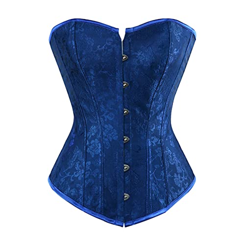 Hengzhifeng Damen Corsage Brokat Korsage Romanitsch Party Korsett Top (EU 30-32,Blau) von Hengzhifeng