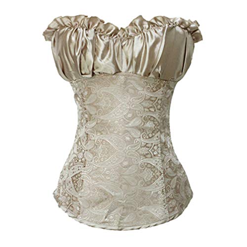 Hengzhifeng Damen Corsage mit Trägern Korsage Push Up Korsett Top (EU 34-36,Beige) von Hengzhifeng