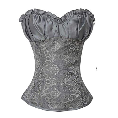 Hengzhifeng Damen Corsage mit Trägern Korsage Push Up Korsett Top (EU 34-36,Grau) von Hengzhifeng