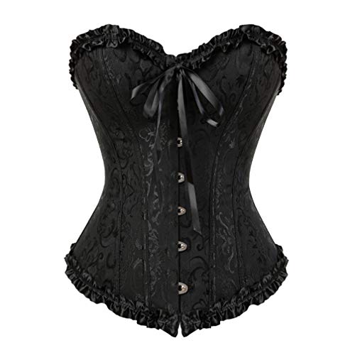 Hengzhifeng Klassische Corsage Damen Gothic Korsage Große Größen Korsett Top (EU 28-30,Schwarz) von Hengzhifeng