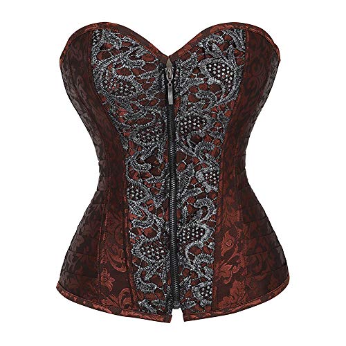 Hengzhifeng Mittelalter Corsage Damen Halloween Kostüm Korsett (EU 30-32,Braun) von Hengzhifeng