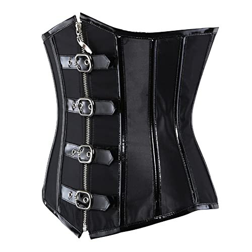 Hengzhifeng Steampunk Corsage Damen Unterbrust Carneval Kostüm Retro Korsett (EU 38-40,Schwarz) von Hengzhifeng