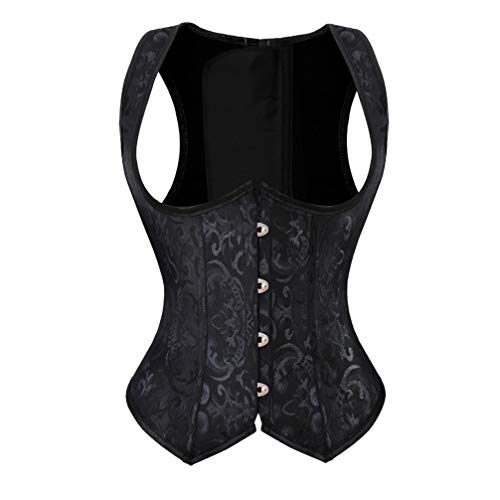 Hengzhifeng Unterbrust Corsage mit Träger Damen Korsage Body Korsett Top Steampunk (EU 30-32,Schwarz) von Hengzhifeng