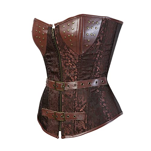 Hengzhifeng Western Corsage Damen Karneval Korsage Steampunk Korsett Top (EU 32-34,Braun) von Hengzhifeng