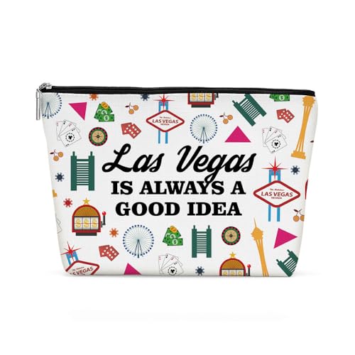 Henhesaha New York Nashville Chicago Paris Italien Las Vegas Los Angeles Lustige Ideen Make-up Tasche Kosmetiktasche für Damen, Las Vegas Idea, 9.7x6.8inches von Henhesaha