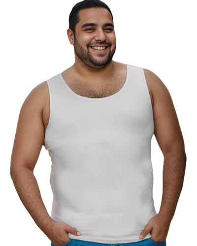 Henicepte Gynäkomastie-Kompressionsshirt für Herren, figurformend, Tanktop, Bauchkontrolle, Unterhemd für Herren, Shapewear, Weiss/opulenter Garten, L von Henicepte