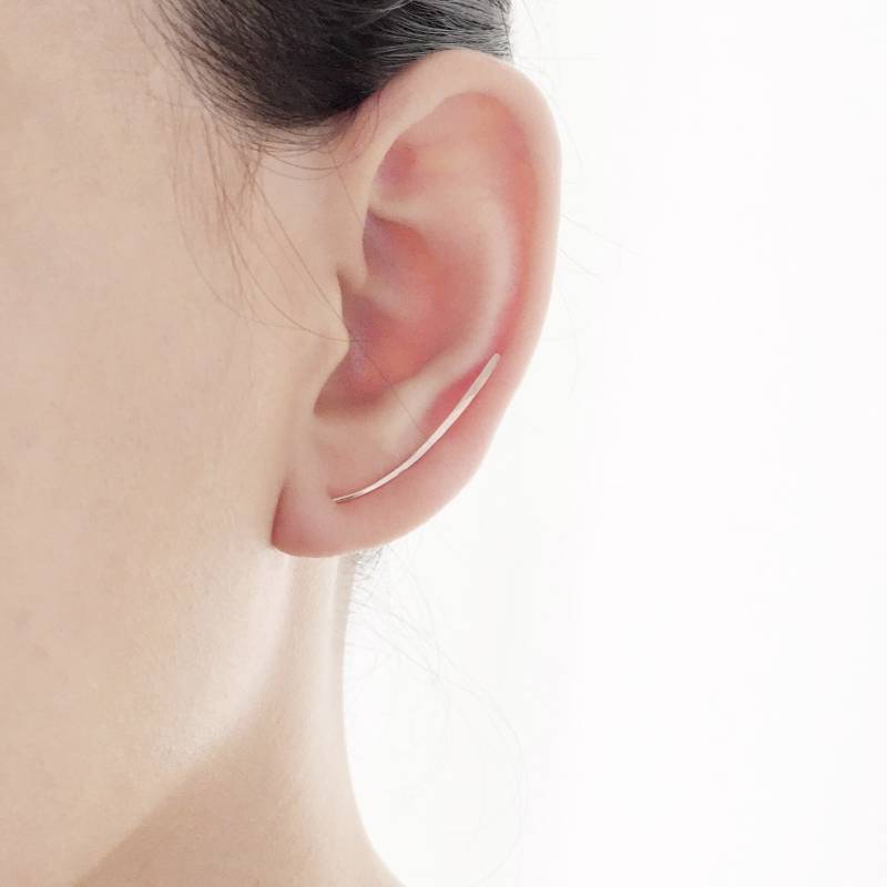 Geschwungene Bar Ohr Bergsteiger/Rose Gold Manschette Rosegold Gefüllt Sterling Silber Einfache Minimalistisch Ohrringe von Henju