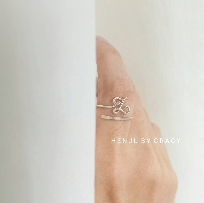 Personalisierter Initial Ring Gewickelt Buchstabe Wickelring Benutzerdefinierter Buchstaben Freie Größe Geometrisch von Henju