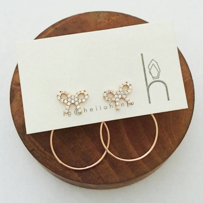 Vergoldete Bogen Ohr Jacken, Cz Ohrringe, Gold Kreis Brautjungfern Geschenke, Hochzeitsschmuck von Henju