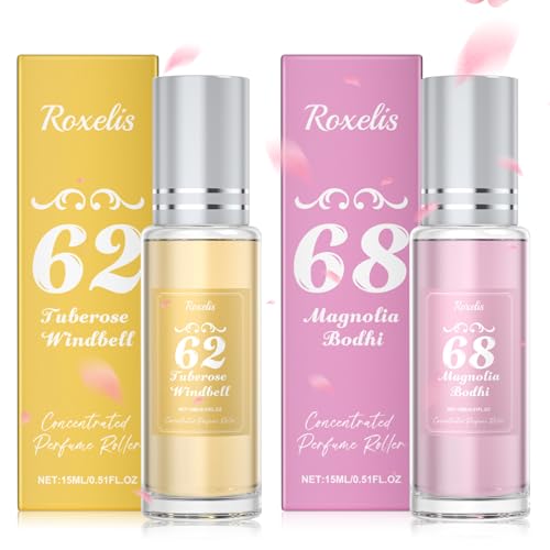 2 Stück Mini Parfüm Roll-On 15ml Frauen Parfüm Tragbarer Damendüfte Befeuchtet Die Haut Geschenke Für Verliebte, Frauen, Männer, Mütter(Gelb 62, Rosa 68) von Henjunu