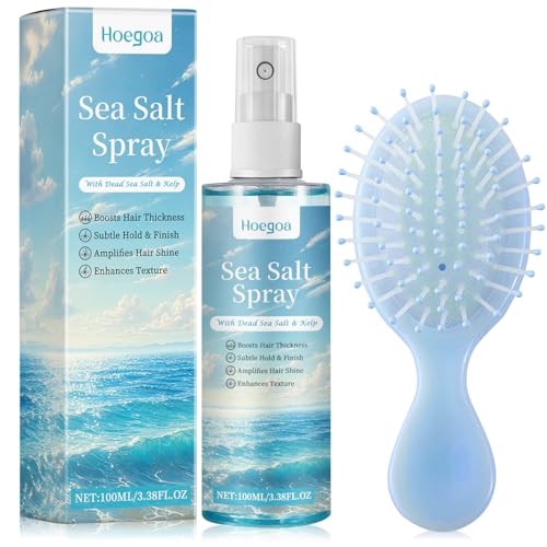 Sea Salt spray, Sea Salt Spray Hair Men, Haarbürsten + 100ml Premium Salzwasserspray, Sea Salt Spray Hold Für Haare, Für Vollere Haare & Stabile Textur von Henjunu