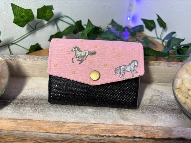 Kleine Geldbörse/Mini Ruby Kindergeldbörse Glitzer Pferde von HenkSewn