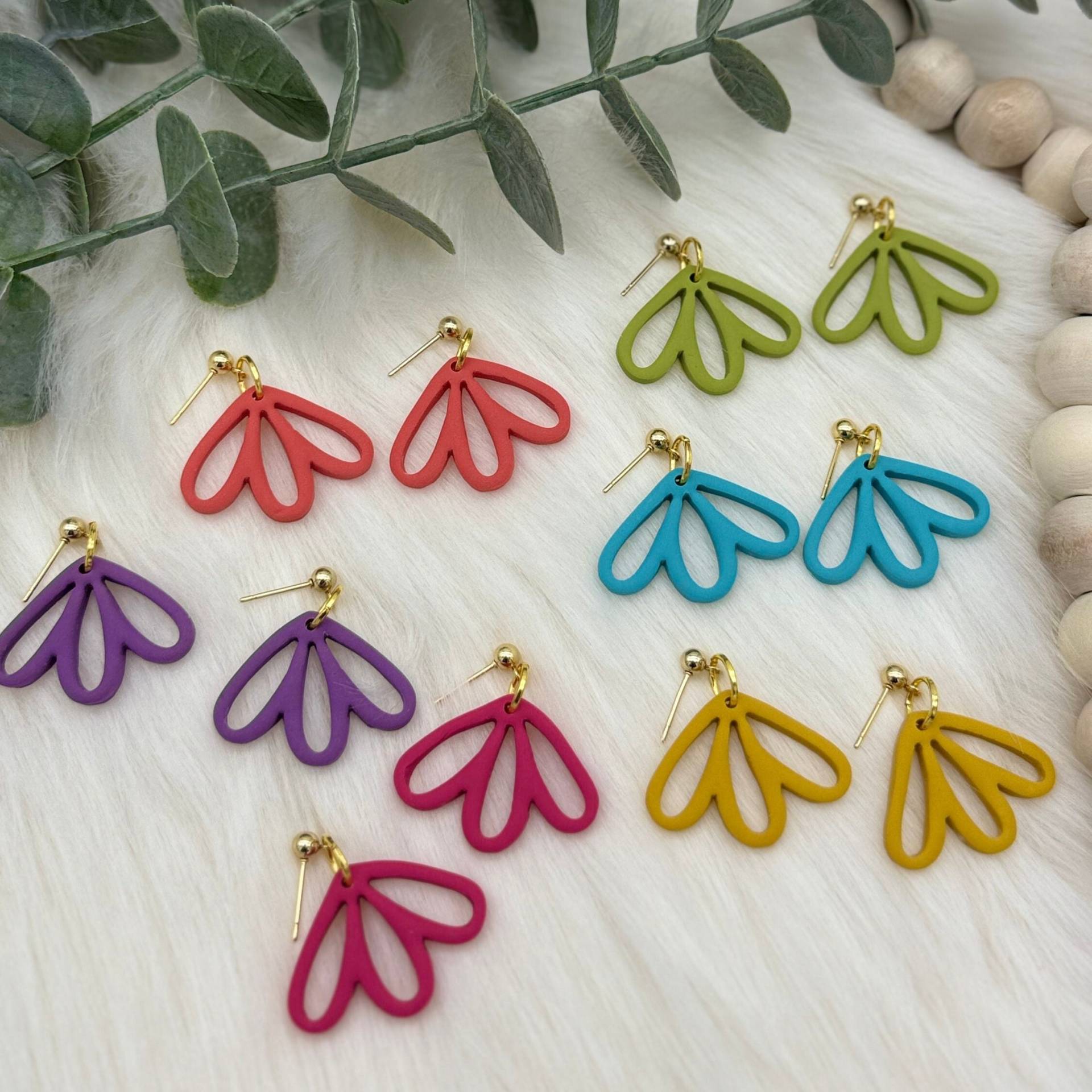 Handgemachte Ohrringe Aus Polymer Clay Leichte, Florale Statement-Ohrringe von HenliHandmadeCo