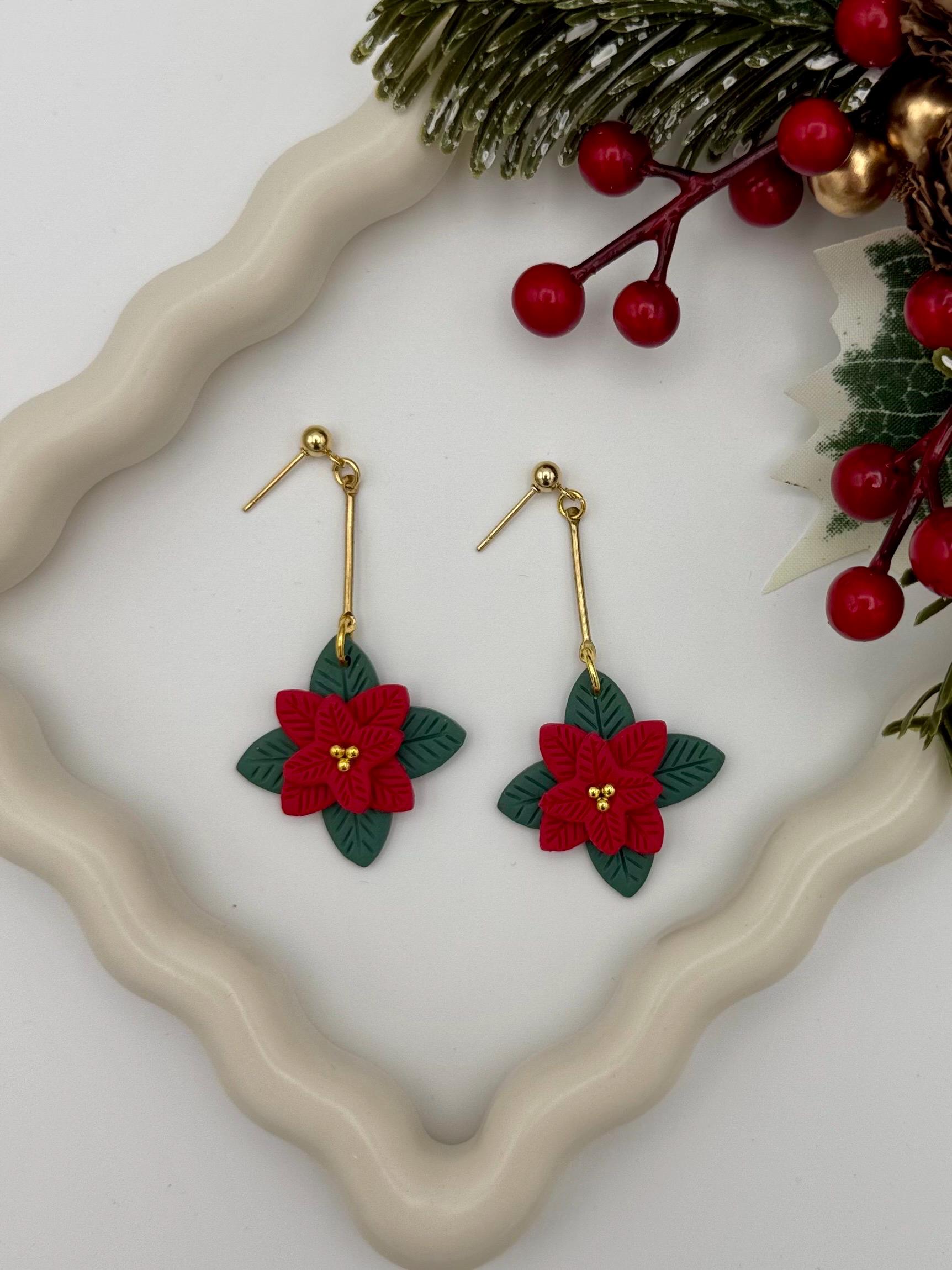 Weihnachtsohrringe, Poinsettia Blume Rot, Ohrringe Aus Polymer Clay, Handgefertigte Ohrringe, Statement Ohrring, Trendige Winter Geschenk Für Sie Weihnachtsohrringe, Poinsettia Blume Rot, Ohrringe Aus Polymer Clay, Handgefertigte Ohrringe, Statement Ohrring, Trendige Winter Geschenk Für Sie von HenliHandmadeCo