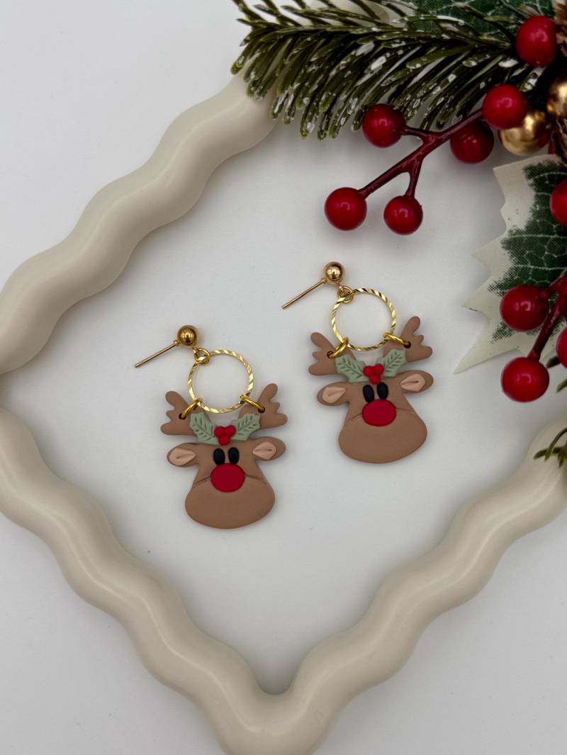 Weihnachtsohrringe, Rentier Ohrringe, Polymer Clay Handgefertigte Statement Trendige Winter Geschenk Für Sie Weihnachtsohrringe, Rentier Ohrringe, Polymer Clay Handgefertigte Statement Trendige Winter Geschenk Für Sie von HenliHandmadeCo
