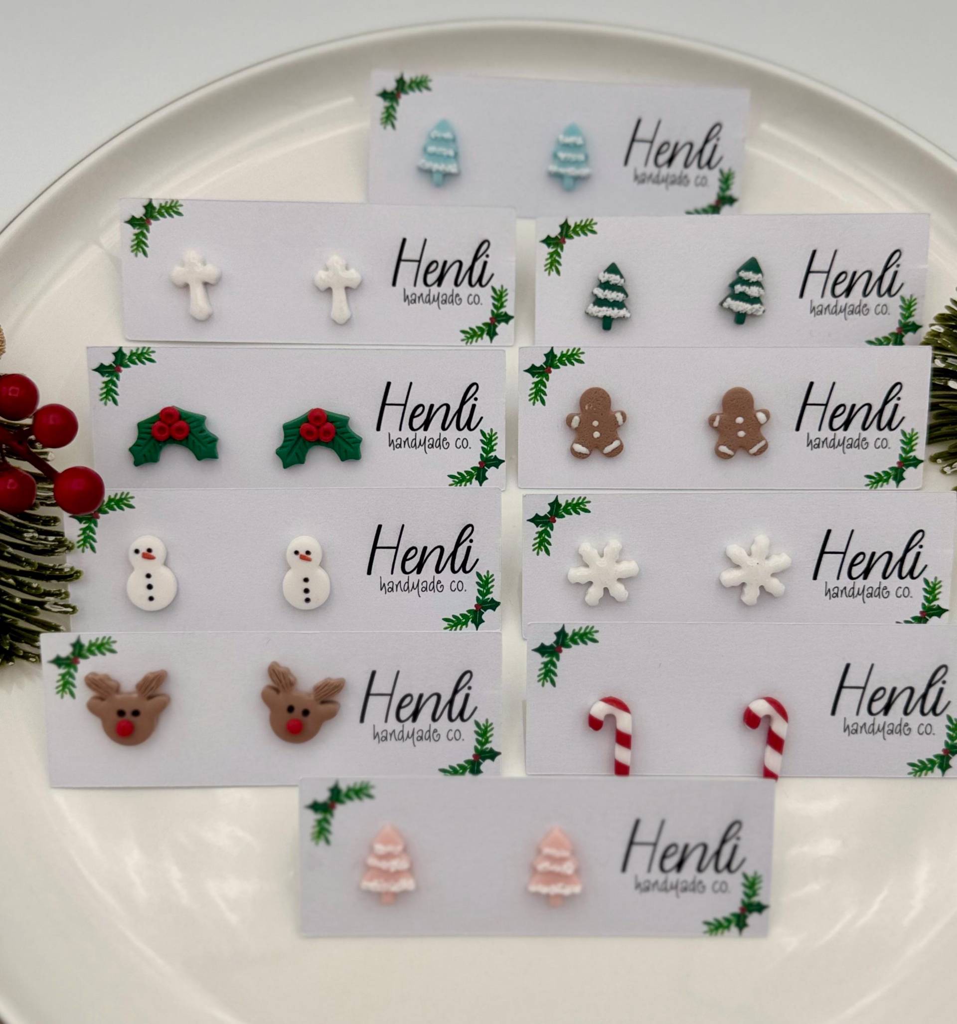 Weihnachtsstecker, Lebkuchenmann, Stechpalmenblatt, Mistelzweig, Schneeflocke, Schneemann, Weihnachtsbaum, Zuckerstange, Rentier, Kreuz, Handgemachte von HenliHandmadeCo