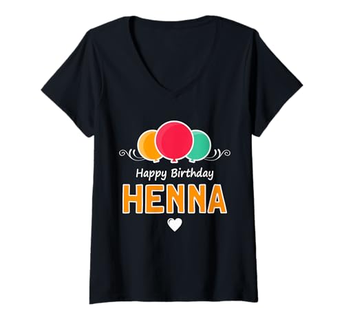 Damen Alles Gute zum Geburtstag Spruch Henna T-Shirt mit V-Ausschnitt Damen Alles Gute zum Geburtstag Spruch Henna T-Shirt mit V-Ausschnitt von Henna Name Spruch für Geburtstag