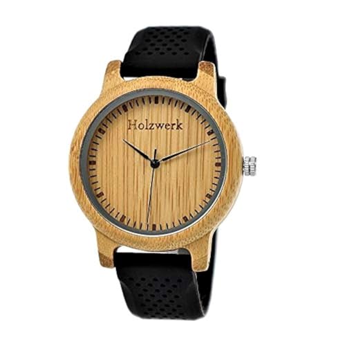Henny Klein Holzwerk Germany® Designer Unisex Uhr Herren-Uhr Damen-Uhr Öko Natur Vegan Holz-Uhr Armband-Uhr Analog Klassisch Quarz-Uhr Silikon Kautschuk Armband und Holz Gehäuse Schwarz (Mehrfarbig) von Henny Klein