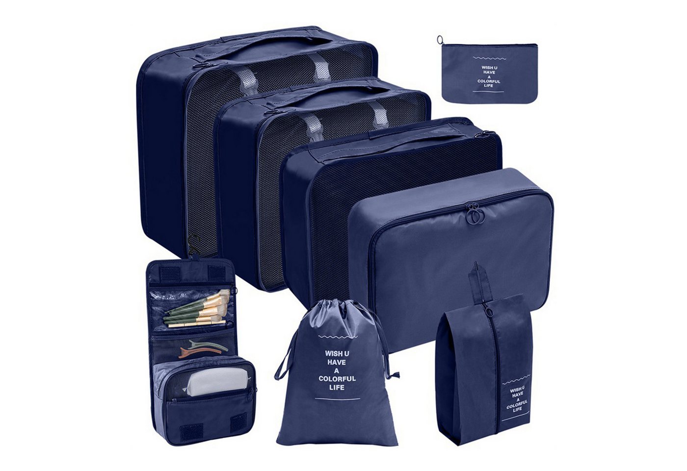 Henreal Kofferorganizer Koffer Organizer, 8 Teilige Wasserdichte Packing Cubes Kleidertaschen von Henreal