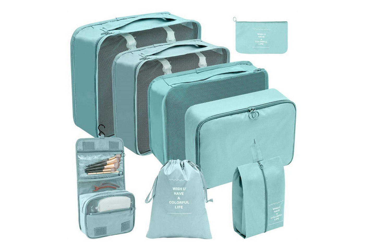 Henreal Kofferorganizer Koffer Organizer, 8 Teilige Wasserdichte Packing Cubes Kleidertaschen von Henreal