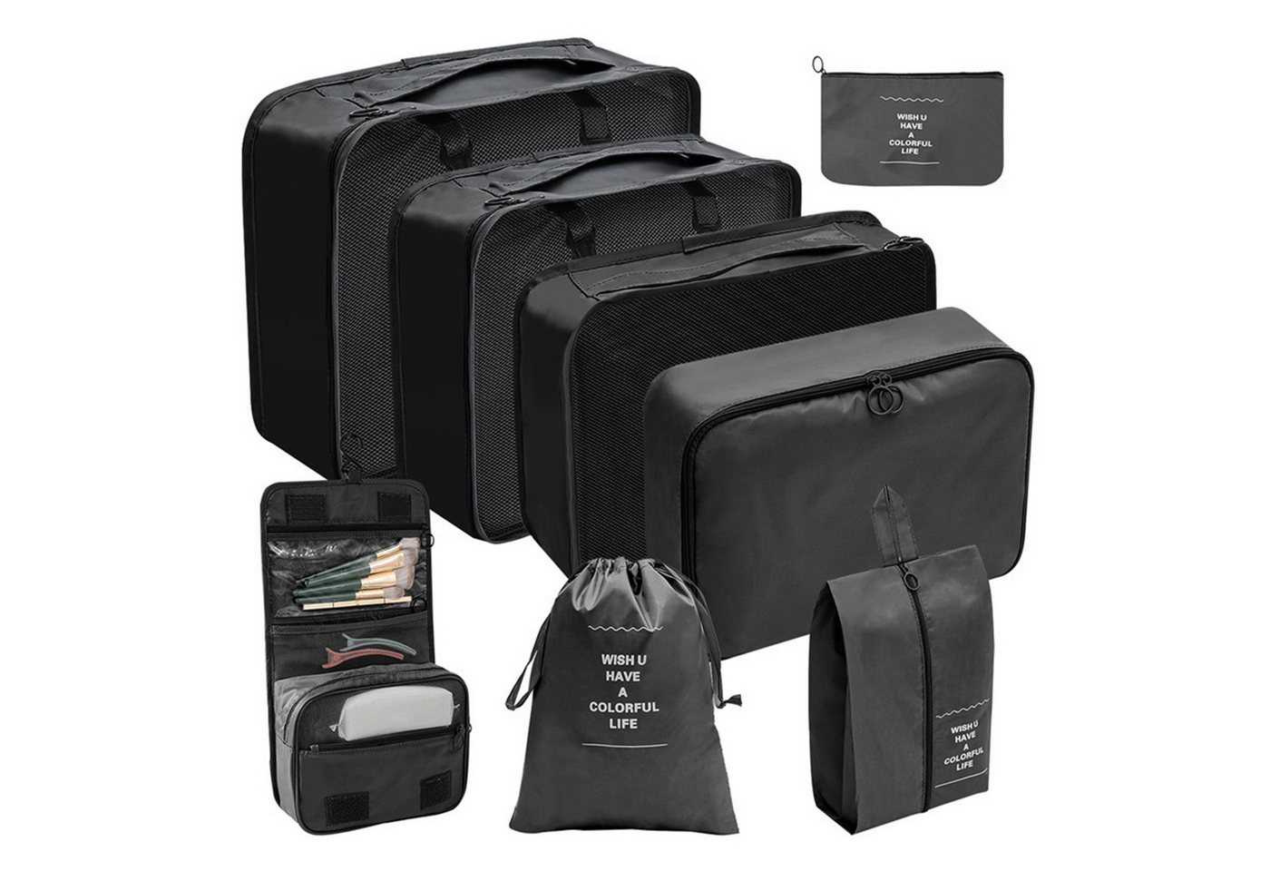 Henreal Kofferorganizer Koffer Organizer, 8 Teilige Wasserdichte Packing Cubes Kleidertaschen von Henreal