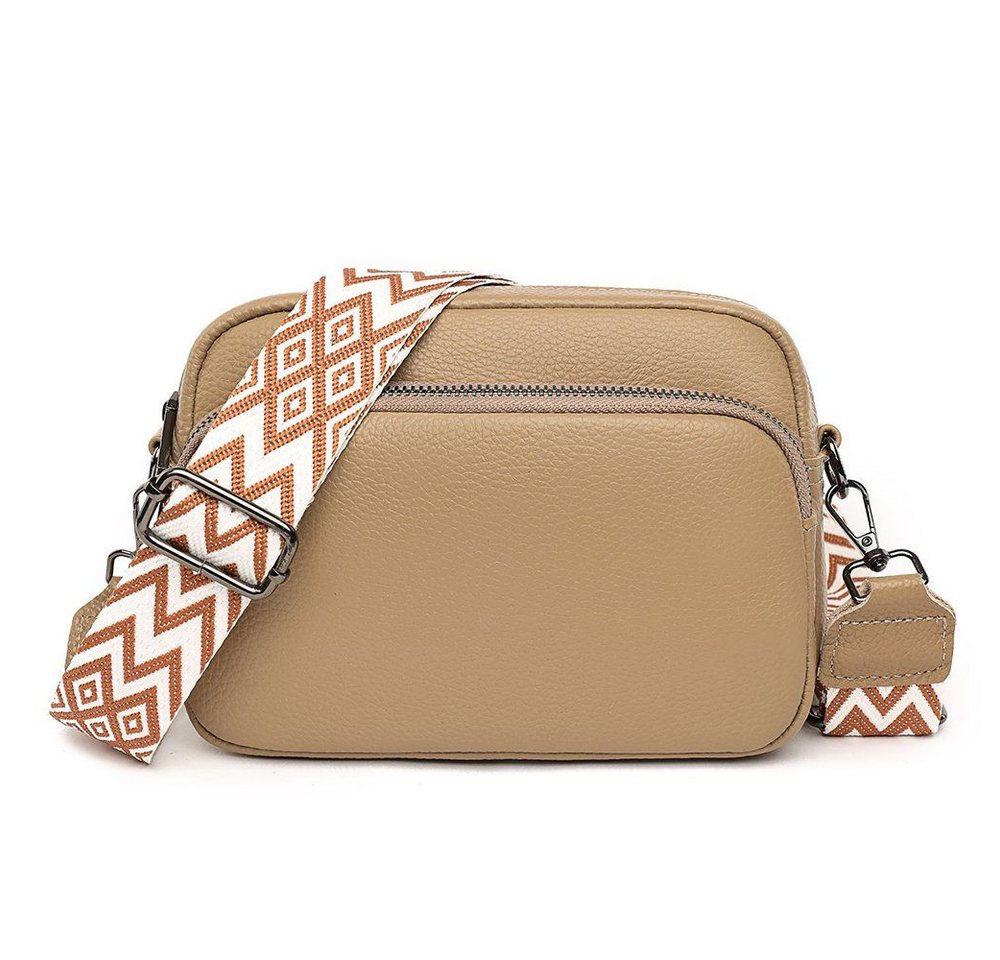 Henreal Umhängetasche Damen, Leder Crossbody Bag mit Breiter Gurt 3 fächern von Henreal