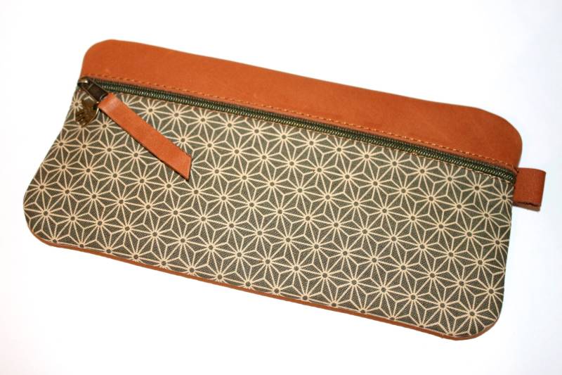 Elegantes Federmäppchen Japanisch Leder & Stoff von HenrietteClaire