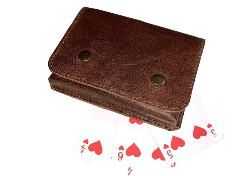 Spielkartenetui Leder Braun Kartenspieletui Skatetui Kartenetui Handgefertigt Individuell Etui Für Karten von HenrietteClaire