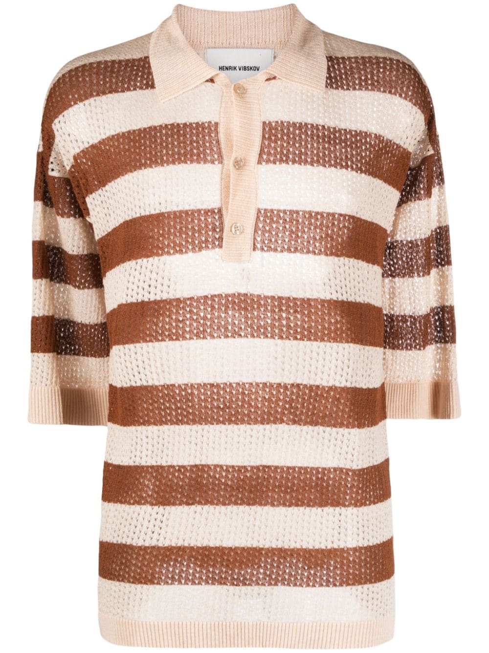 Henrik Vibskov Gestreiftes Flax Poloshirt - Nude von Henrik Vibskov