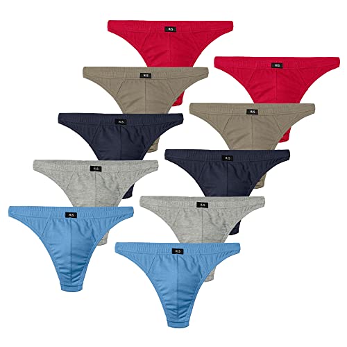 HIS Herren Strings Slips H.I.S knapp geschnitten Baumwolle | 10er Pack (XL | 7, 10 x farbig) von Henry I. Siegel (H.I.S)