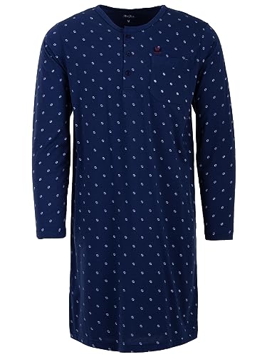 Henry Terre Herren Nachthemd 1/1 Arm Schlafshirt Pyjamaoberteil Größe M-3XL, Farbe:Blau, Größe:L von Henry Terre