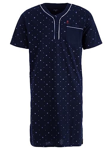Henry Terre Herren Nachthemd Kurzarm Sommer Schlafshirt Pyjamaoberteil Größe M-3XL, Größe:L, Farbe:Navy von Henry Terre