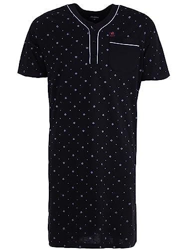 Henry Terre Herren Nachthemd Kurzarm Sommer Schlafshirt Pyjamaoberteil Größe M-3XL, Größe:M, Farbe:Schwarz von Henry Terre